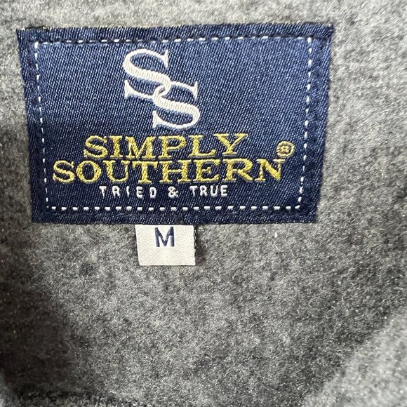 Simply Southern Womens Sweatshirt Medium Gray Quarter Snap Fleece Athleisure - Picture 5 of 10
